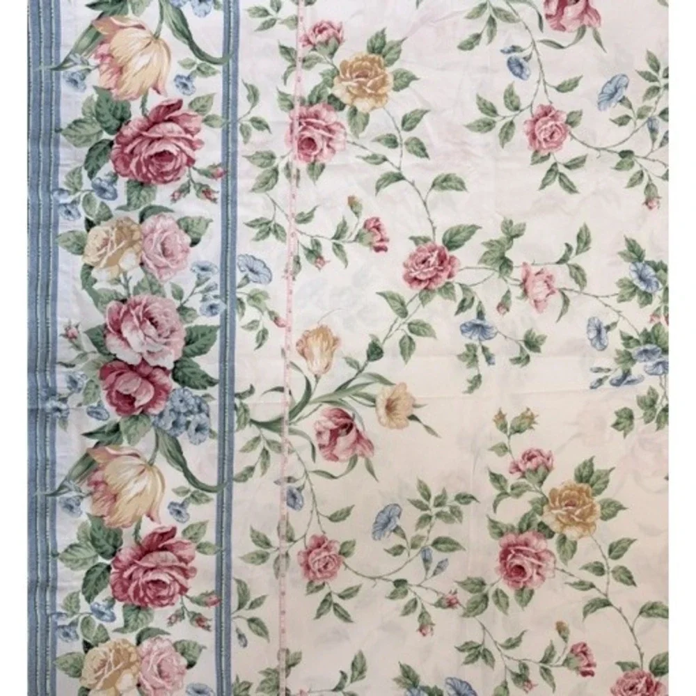 Vintage Full Size sheet Set cottagecore with border floral Dan River